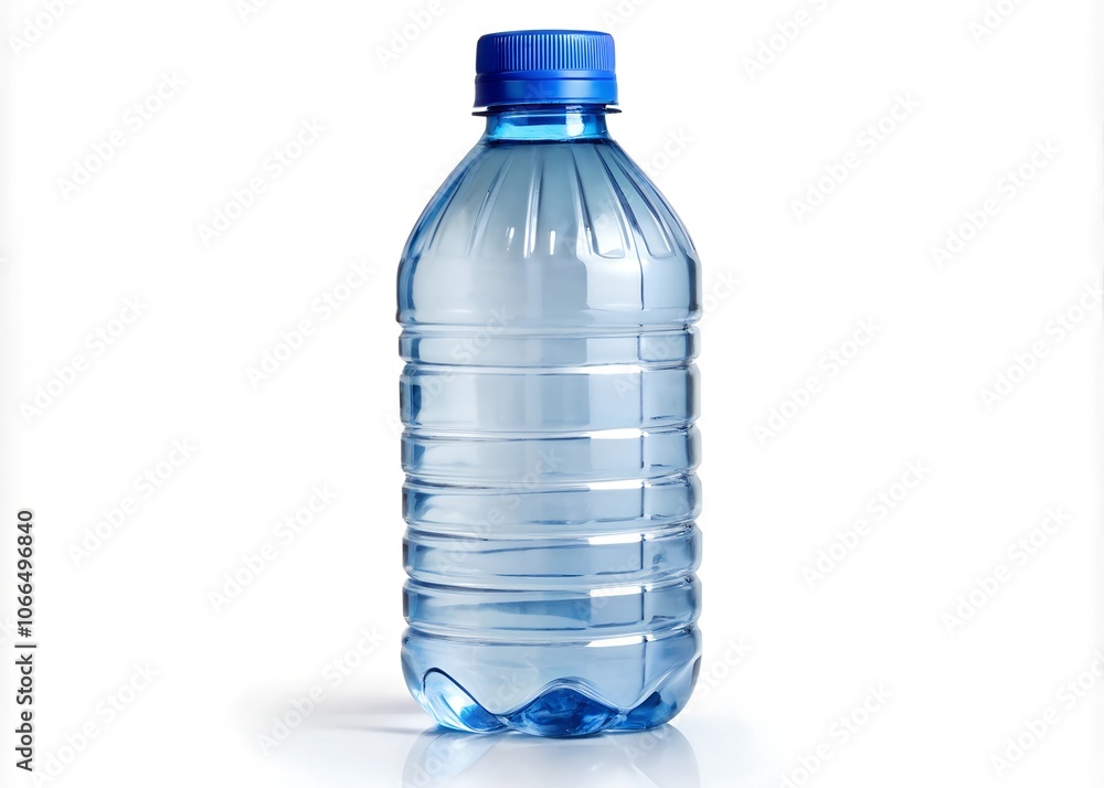 Fototapeta premium Plastic Water Bottle with Blue Cap Isolated on White Background