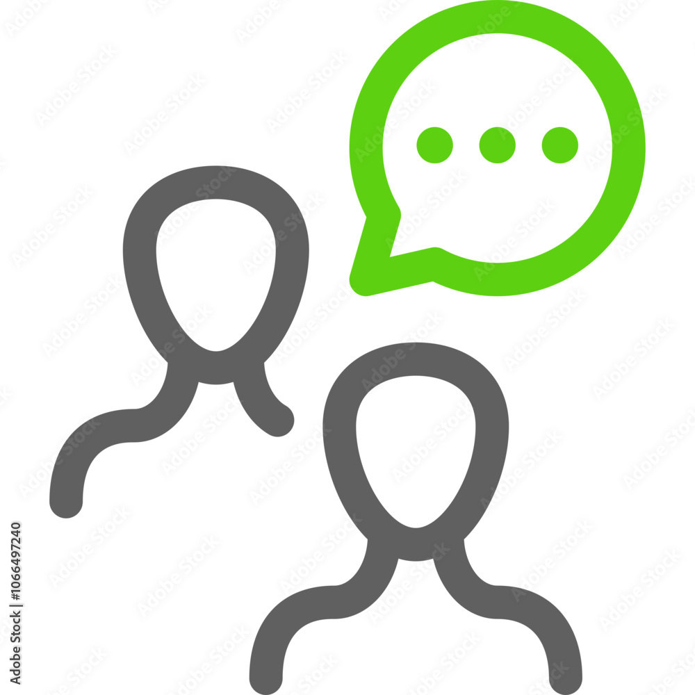 Two figures engaging in a conversation with a speech bubble symbolizing communication and dialogue Two figures engaging in a conversation with a speech bubble symbolizing communication and dialogue