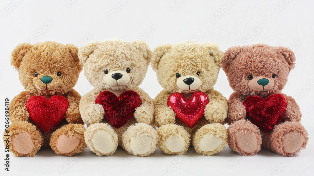 Cute Teddy Bears with Hearts for Valentine's Day Cute Teddy Bears with Hearts for Valentine's Day