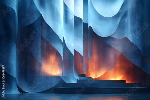 Abstract Stage Curtain Pattern, Geometric Shapes