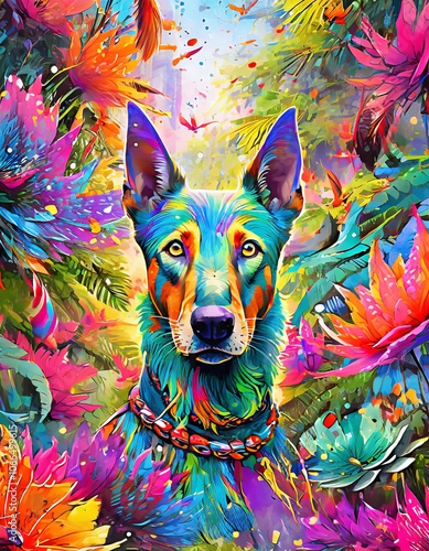 Oil painting Thai Ridgeback dog highly detailed order versus chaos colors full