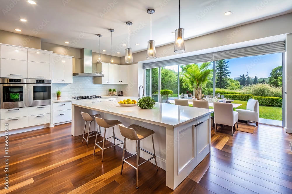 Bright Modern Kitchen with Clean White Surfaces, Natural Lighting, Spacious Layout, Elegant Design, Contemporary Appliances, Minimalist Decor, Inviting Atmosphere, Home Interior Inspiration Bright Modern Kitchen with Clean White Surfaces, Natural Lighting, Spacious Layout, Elegant Design, Contemporary Appliances, Minimalist Decor, Inviting Atmosphere, Home Interior Inspiration