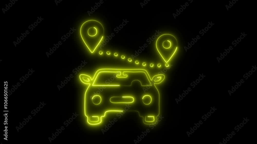 Glowing Car Navigation Icon and Symbol in HD Video Neon Animation on Black Background Glowing Car Navigation Icon and Symbol in HD Video Neon Animation on Black Background