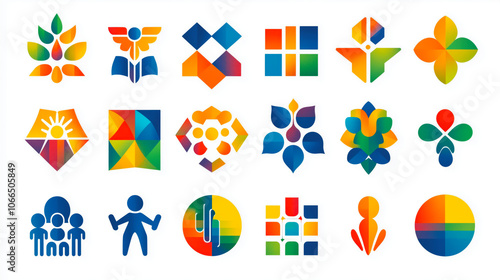 Vibrant collection of diverse inclusive symbols