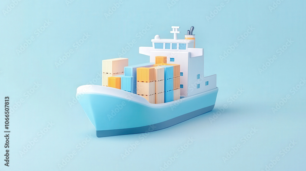 Obraz premium colorful cargo ship loaded with containers symbolizes global trade and economic growth. vibrant design reflects importance of shipping in commerce