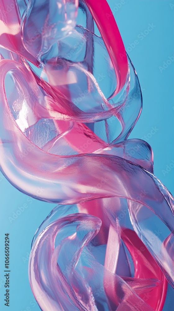 Abstract Swirling Pink and Blue Fluid Shapes - Digital Art Abstract Swirling Pink and Blue Fluid Shapes - Digital Art