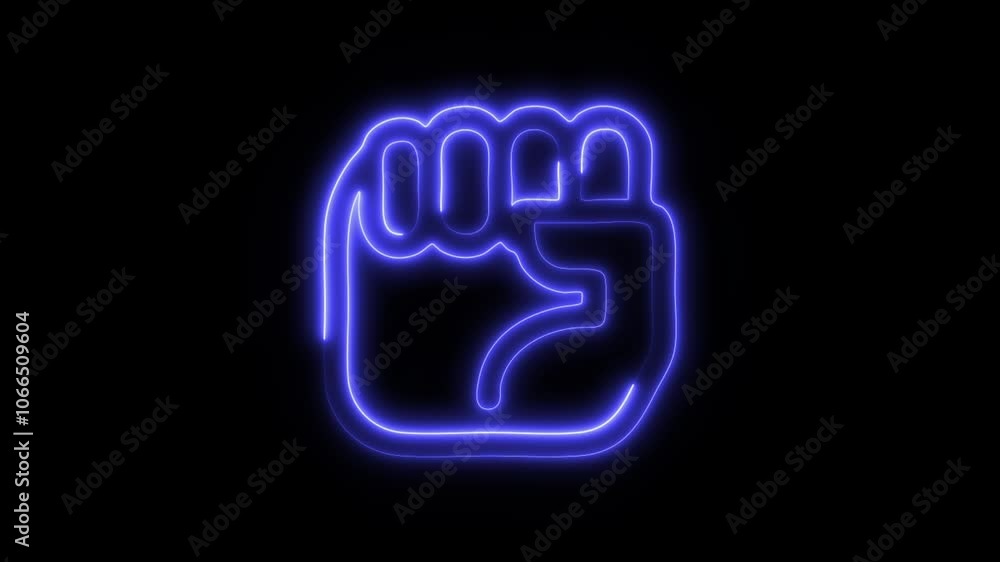 Glowing Clenched Icon and Symbol in HD Video Neon Animation on Black Background Glowing Clenched Icon and Symbol in HD Video Neon Animation on Black Background