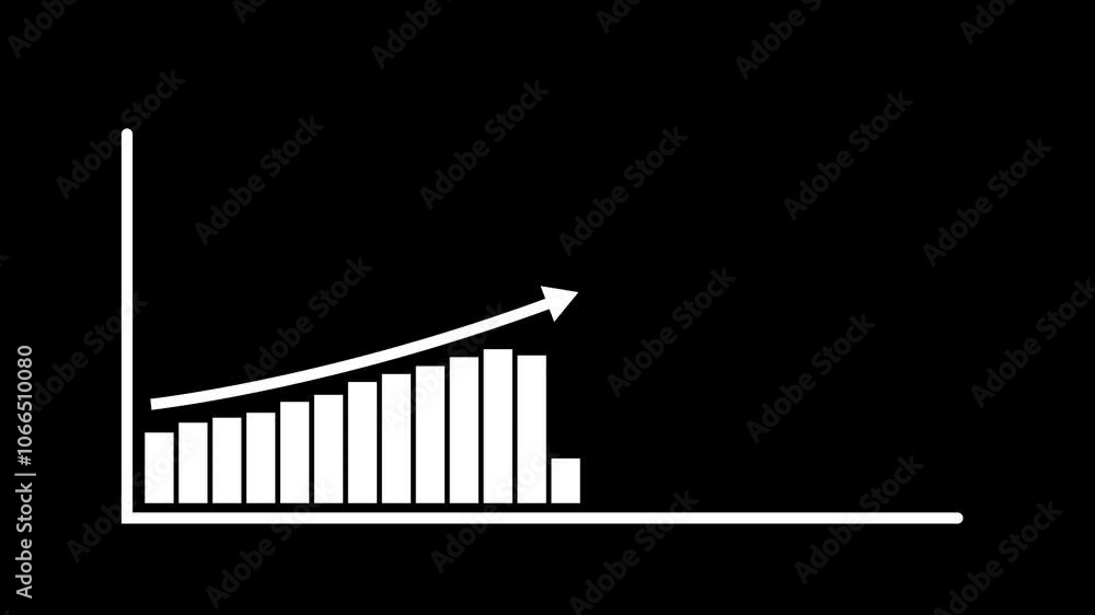 Business growing graph with arrow animation. Business growing graph with arrow animation.
