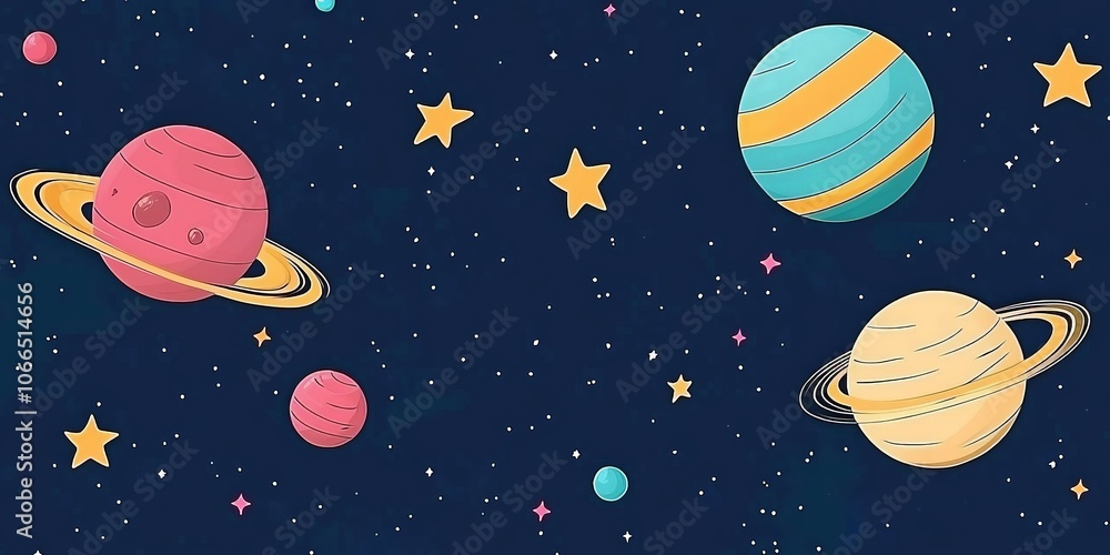 Planets in Space Illustration. Planets in Space Illustration.