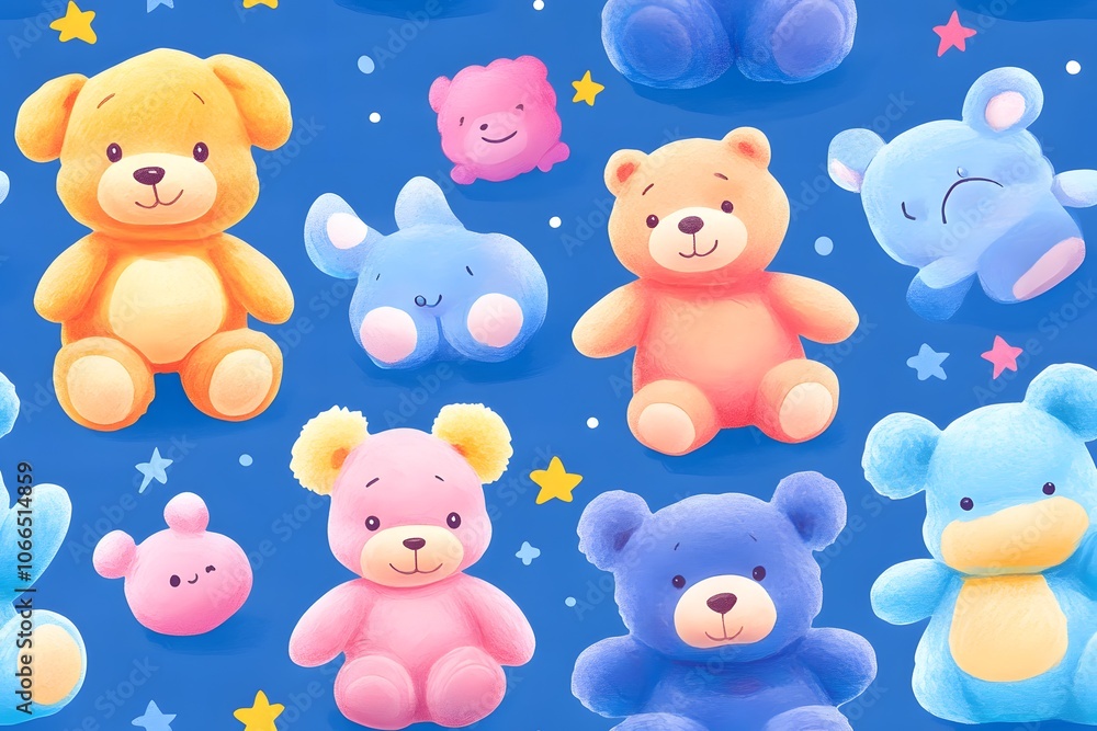 Plush toys seamless pattern Plush toys seamless pattern