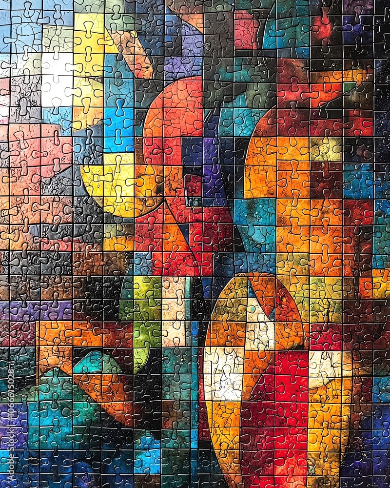 Fototapeta premium story concept meaning design Abstract puzzle pattern with vibrant colors illustration