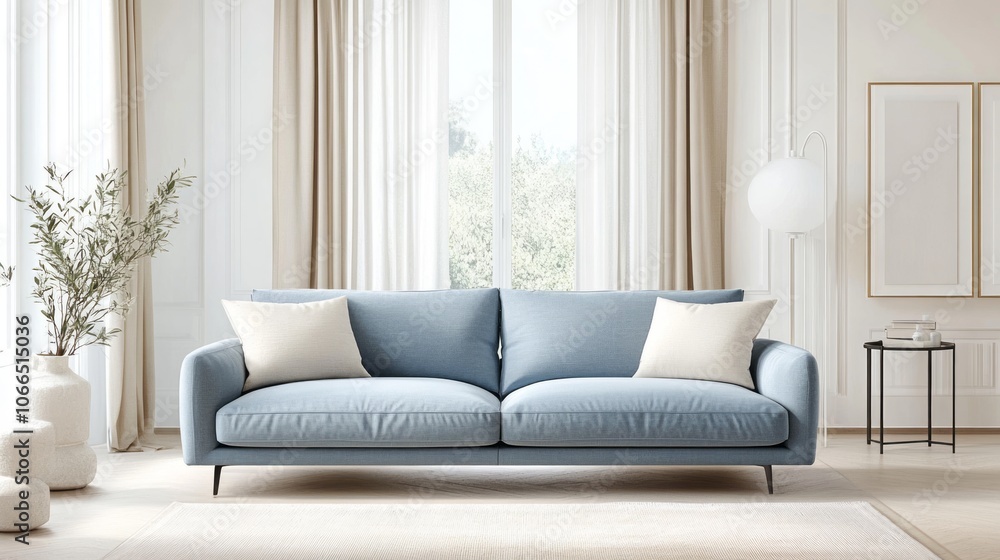 Blue Sofa in a Modern and Minimalist Living Room Blue Sofa in a Modern and Minimalist Living Room