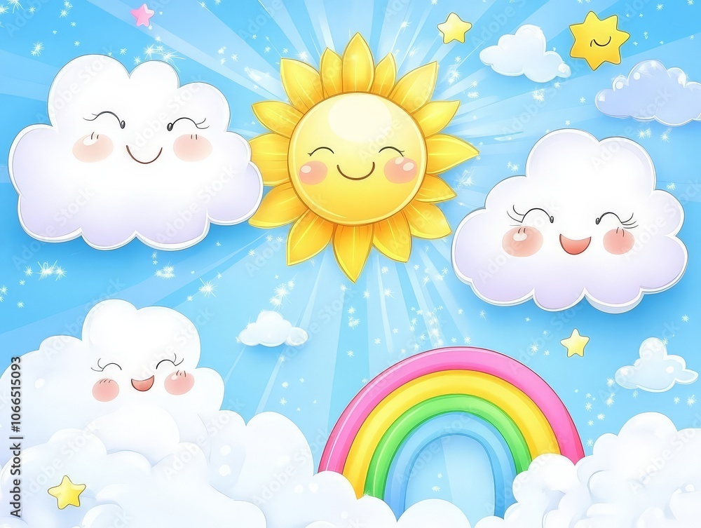 Smiling Clouds and Sunny Sky. Smiling Clouds and Sunny Sky.