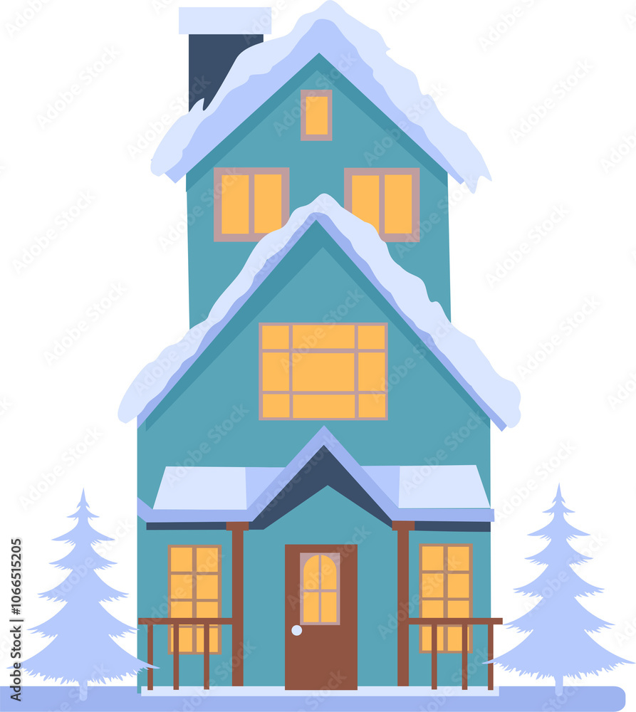 House With Snow And Chimney House With Snow And Chimney