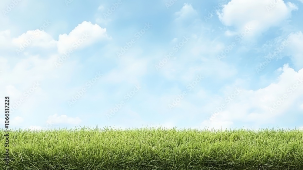 Vast grass field under a vibrant blue sky, serene nature landscape lush Vast grass field under a vibrant blue sky, serene nature landscape lush