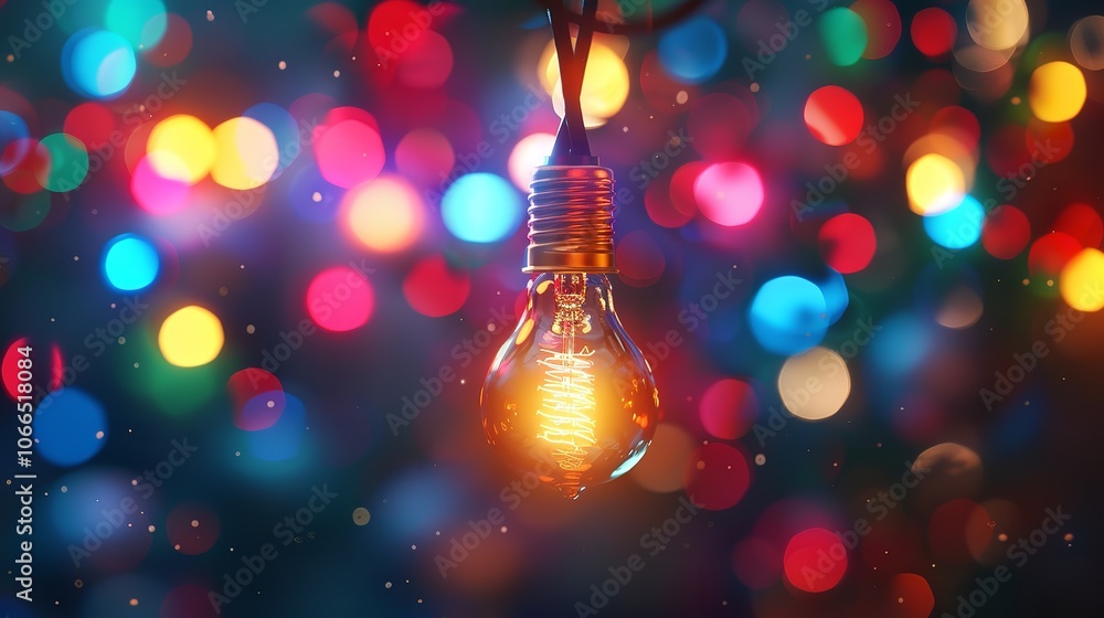 Colorful Christmas Light Bulb. Happy New Year Greeting
Colorful Christmas Light Bulb. Happy New Year Greeting