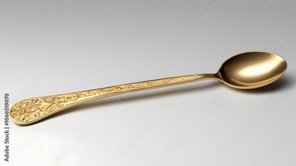 Golden spoon, isolated on background. Golden spoon, isolated on background.