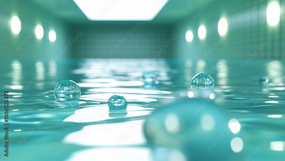 Water Droplets on Pool Surface Water Droplets on Pool Surface