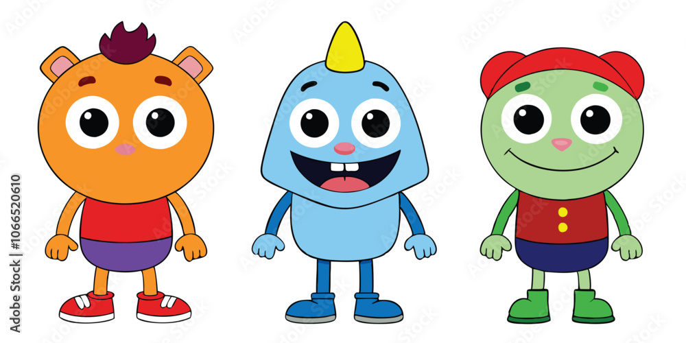 3D Cute Happy Cartoon Characters Collection: Isolated on White Background, Fun and Playful Designs for Kids and Social Media 3D Cute Happy Cartoon Characters Collection: Isolated on White Background, Fun and Playful Designs for Kids and Social Media