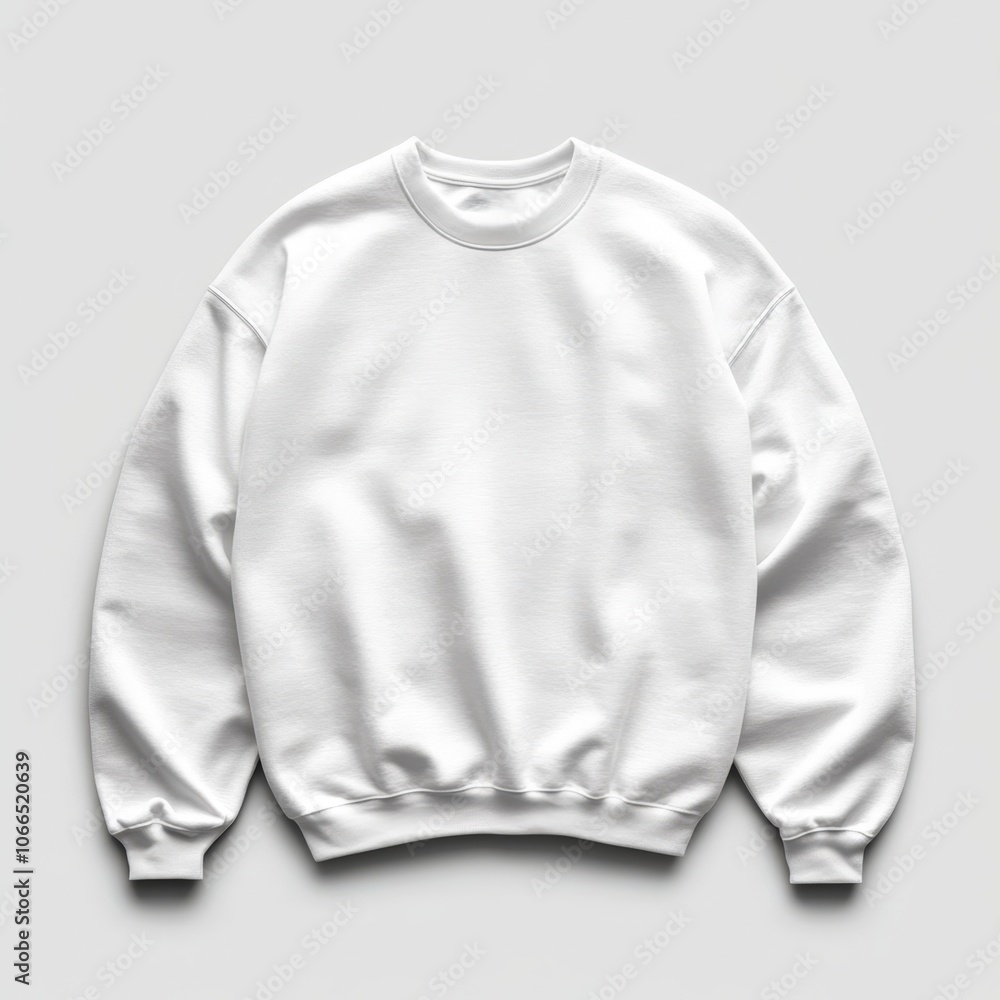 A plain white sweatshirt is presented on a neutral background, ideal for showcasing custom graphics or branding, Perfect for apparel marketing, design mockups, or e-commerce displays, A plain white sweatshirt is presented on a neutral background, ideal for showcasing custom graphics or branding, Perfect for apparel marketing, design mockups, or e-commerce displays,