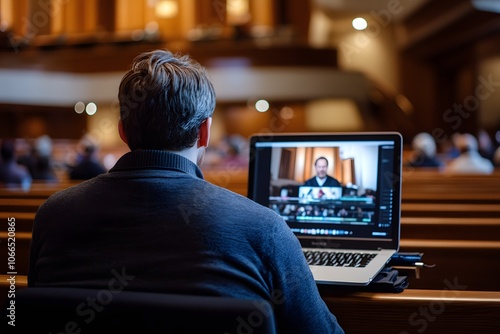 Person editing sermon clip for social media