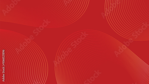 Chinese New Year background vector. Modern template design with wavy line on red background. Elegant oriental illustration for cover, banner, website, calendar, envelope.