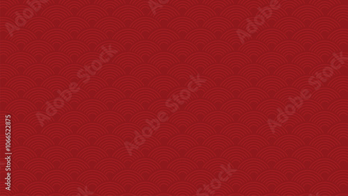 Chinese New Year background vector. Modern template design with wave pattern on red background. Elegant oriental illustration for cover, banner, website, calendar, envelope.