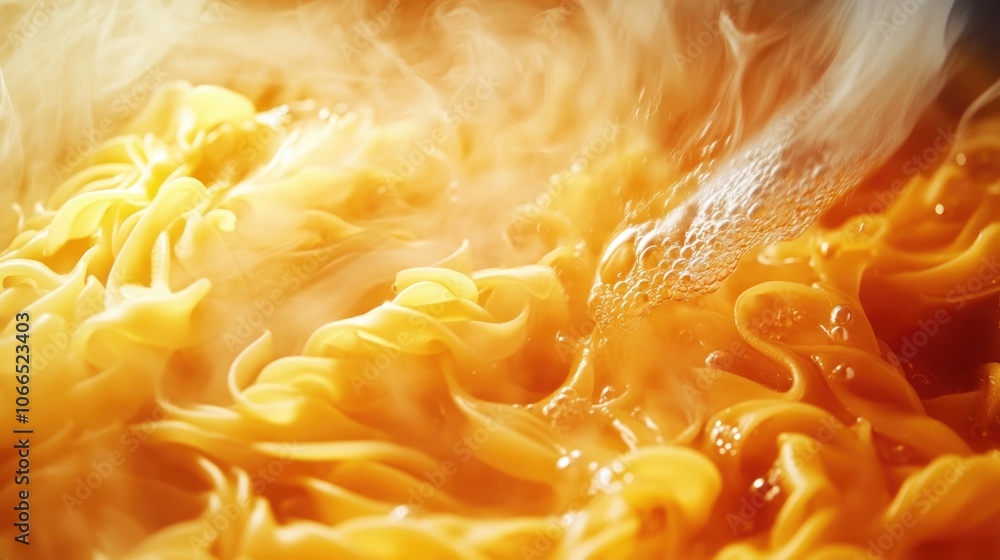 Pasta cooking in a pot with bubbling water creates a dynamic scene. The pasta swirls in the boiling water, capturing the essence of cooking pasta in a vibrant setting, with ample copy space. Pasta cooking in a pot with bubbling water creates a dynamic scene. The pasta swirls in the boiling water, capturing the essence of cooking pasta in a vibrant setting, with ample copy space.