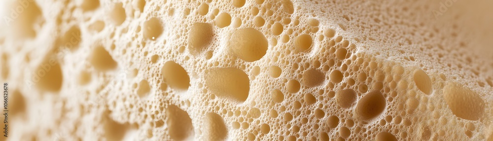 Close-up of a Beige, Honeycomb-Like Sponge with Numerous Round Cavities Close-up of a Beige, Honeycomb-Like Sponge with Numerous Round Cavities
