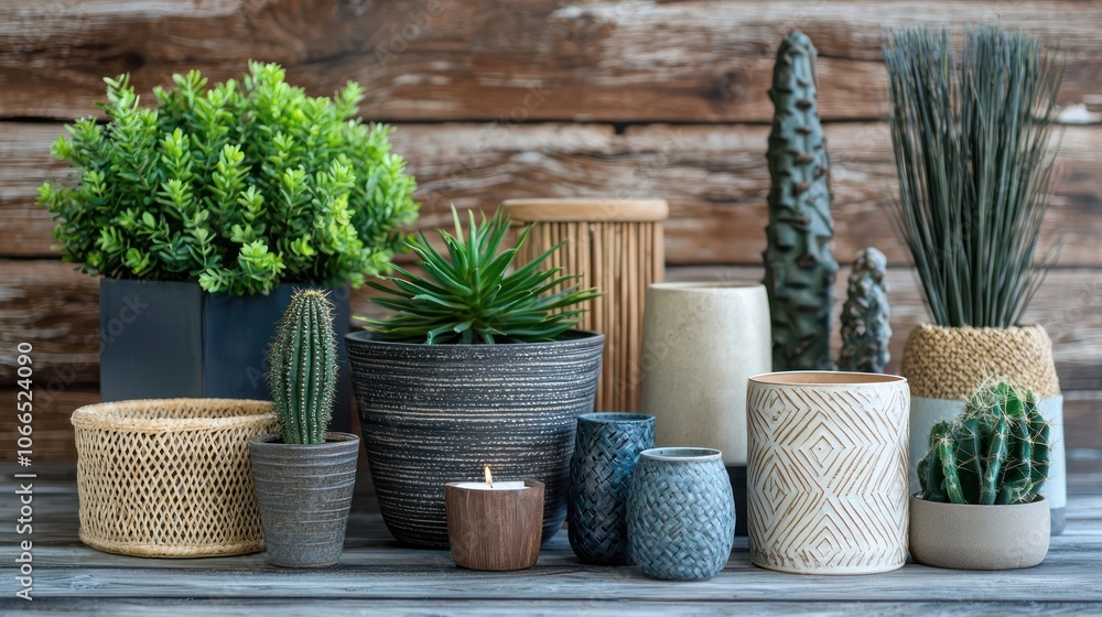 Fototapeta premium A studio shot showcasing a collection of modern home decor items
