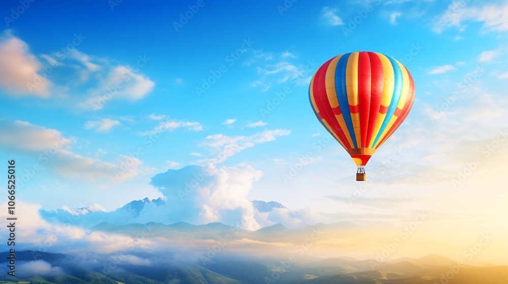 Fototapeta premium 大空を飛ぶカラフルな熱気球