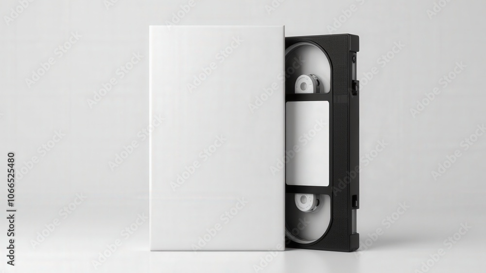 High-quality cassette cover mockup with a blank case beside a detailed tape for custom designs.