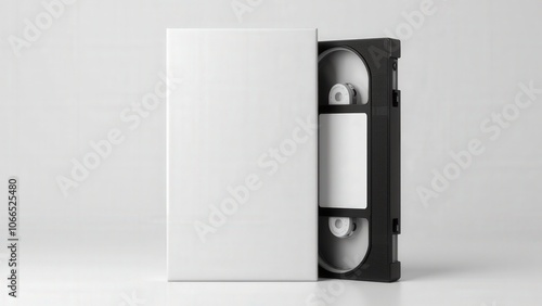 High-quality cassette cover mockup with a blank case beside a detailed tape for custom designs.