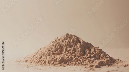 Soft, isolated pile of vanillin brown powder on a neutral background, highlighting the fine texture and rich color of the vanillin brown powder for versatile use. photo