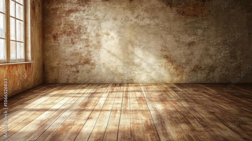 Empty room with wooden flooring and textured plaster wall creates a rough surface that serves as an ideal backdrop. This empty room offers ample copy space for creative use. Empty room with wooden flooring and textured plaster wall creates a rough surface that serves as an ideal backdrop. This empty room offers ample copy space for creative use.