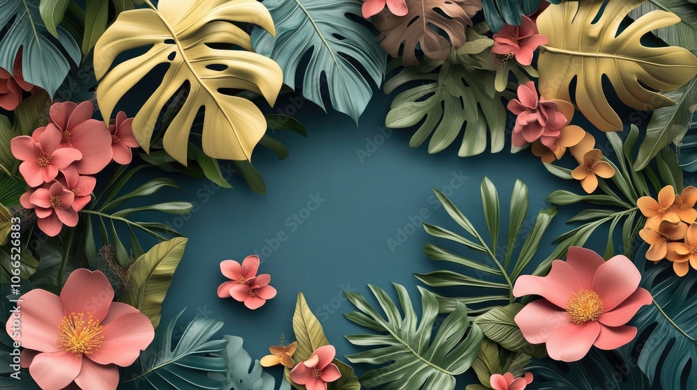 Stunning 3D plants and flowers create an eye-catching surface design, perfect for adding a vibrant element to any project. This 3D plants and flowers design features ample copy space for versatility. Stunning 3D plants and flowers create an eye-catching surface design, perfect for adding a vibrant element to any project. This 3D plants and flowers design features ample copy space for versatility.