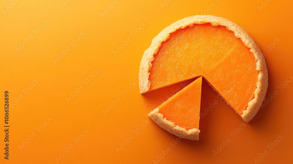 A vibrant orange pie chart bursting with calorie information, illustrating data in a dynamic way. The pie chart radiates energy and provides ample copy space for additional details.