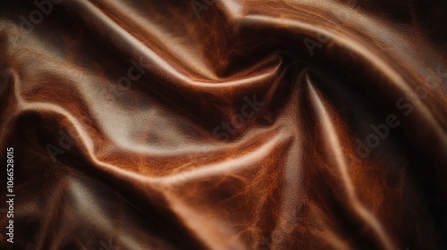 Soft blurred brown leather texture captured under natural light, highlighting the unique features of the brown leather. Ideal for use in design projects with copy space available.