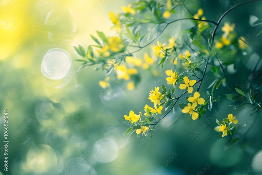 Obraz premium Vibrant Yellow Flowers Blooming in the Spring Sunlight - Nature Photography
