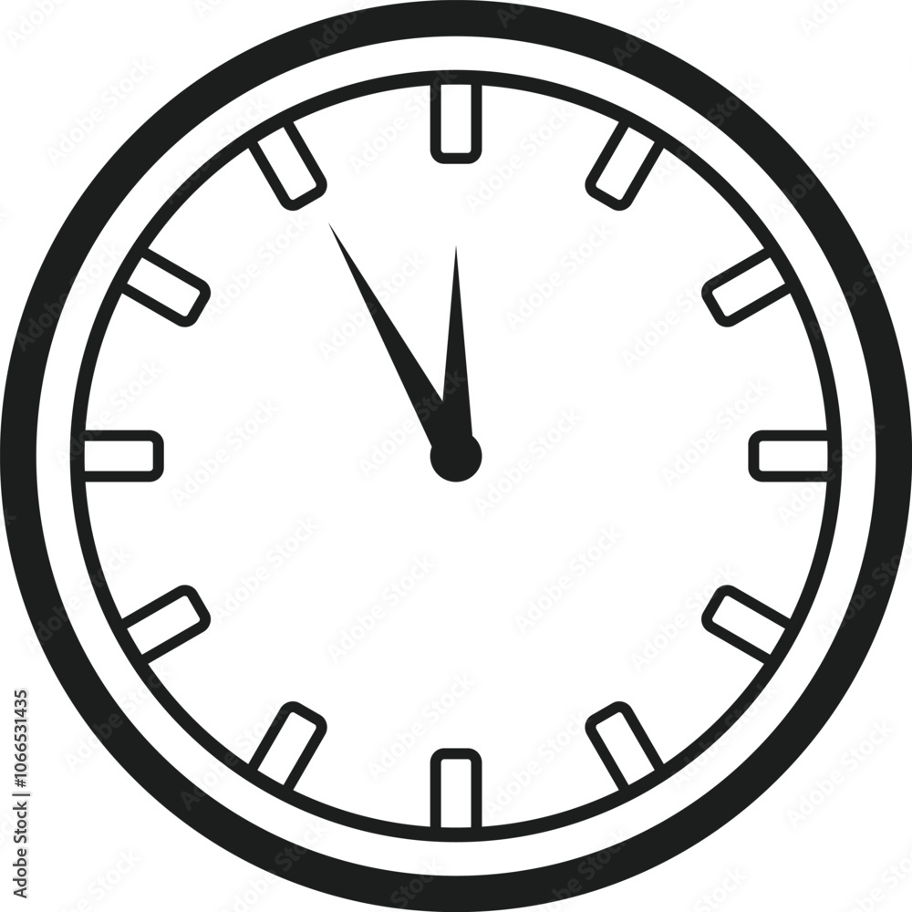 Minimalist Analog Clock Illustration Showing 11:55 - Countdown Timer Vector Design Minimalist Analog Clock Illustration Showing 11:55 - Countdown Timer Vector Design