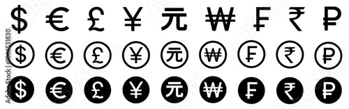 Currency symbol sign collection vector illustration