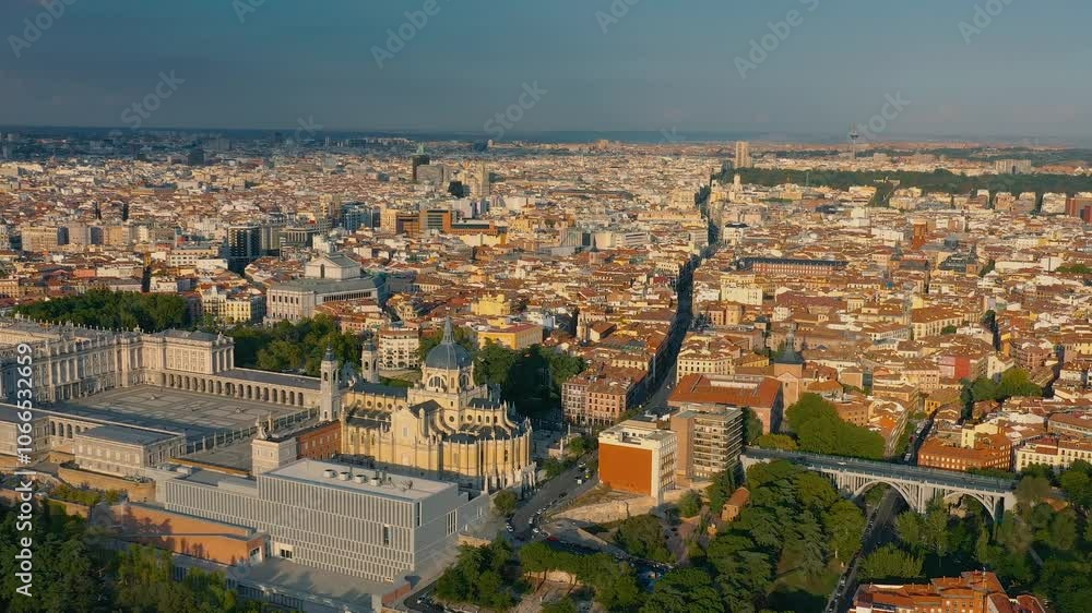 MADRID, SPAIN - OCTOBER 28, 2024: A stunning aerial view showcases the beautiful architecture and vibrant city life of Madrid MADRID, SPAIN - OCTOBER 28, 2024: A stunning aerial view showcases the beautiful architecture and vibrant city life of Madrid