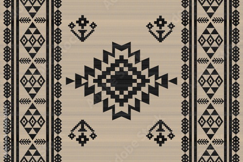 Navajo tribal vector pattern. Native American ornament. Ethnic South Western decor style. Boho geometric ornament.Ikat floral paisley embroidery blanket, rug. Woven carpet.