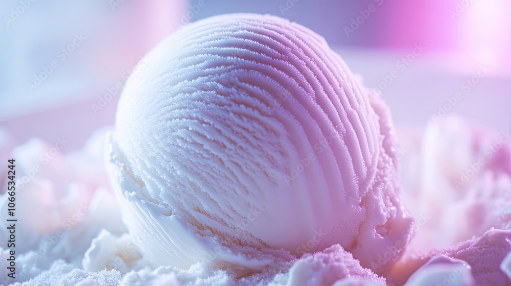 Delicious white ice cream scoop captured in a close-up with a blurred background, highlighting the creamy texture of healthy homemade ice cream, ideal for enhancing any design. Delicious white ice cream scoop captured in a close-up with a blurred background, highlighting the creamy texture of healthy homemade ice cream, ideal for enhancing any design.