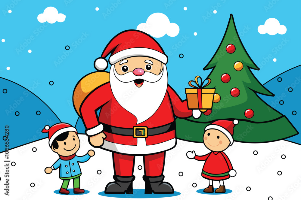 Christmas Cheer in the Woods – Santa and Kids in Wintery Wonderland Christmas Cheer in the Woods – Santa and Kids in Wintery Wonderland
