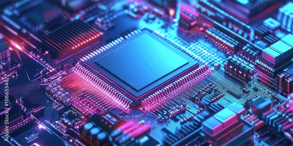 Obraz premium An illustration showcasing high performance processors used in rapid computer servers, emphasizing their speed and efficiency in processing data.