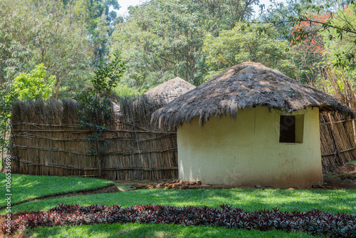 African quaint small hut featuring a thatched roof, Butare, Rwanda