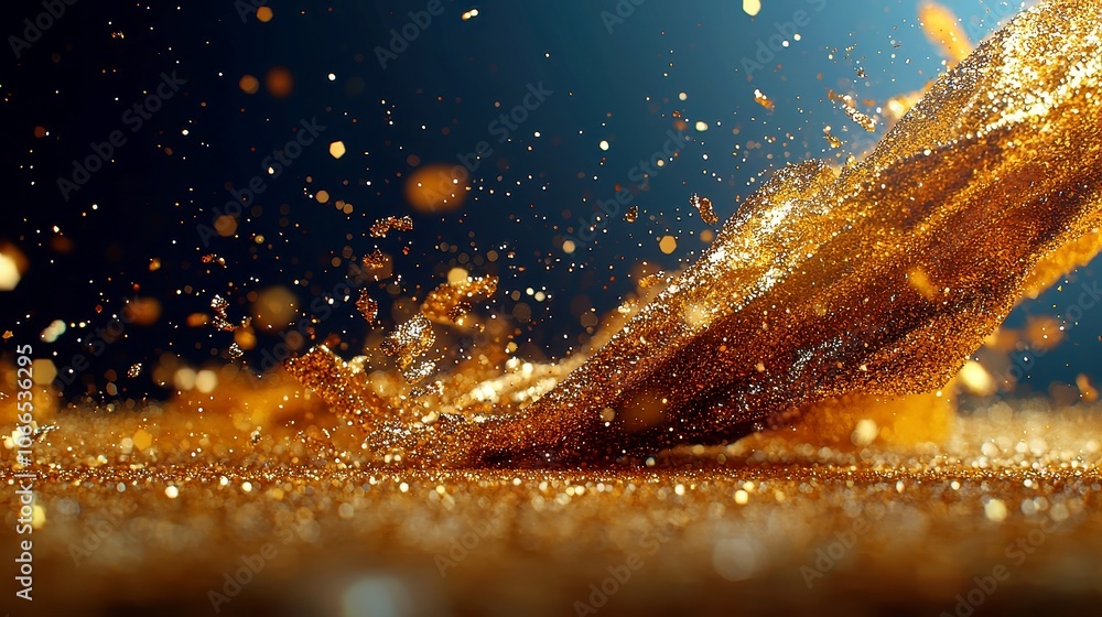 Gold glitter backdrop, sparkling light confetti, shimmering particles in motion, vibrant bokeh effects, seamless animation, perfect for festive themes and celebratory visuals. Gold glitter backdrop, sparkling light confetti, shimmering particles in motion, vibrant bokeh effects, seamless animation, perfect for festive themes and celebratory visuals.