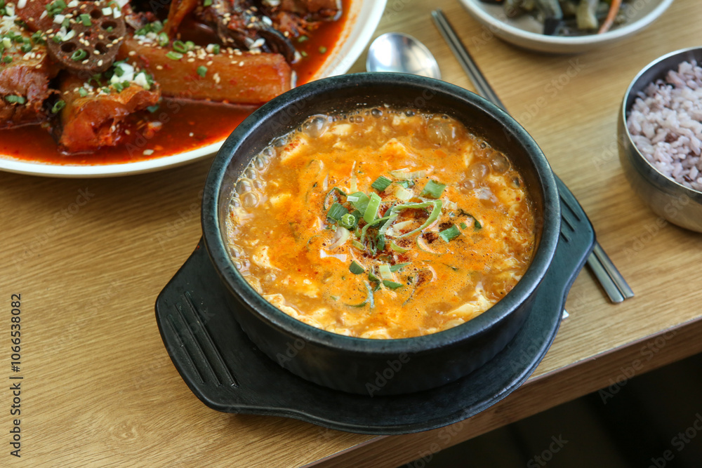 Korea food. spicy soft tofu stew Korea food. spicy soft tofu stew