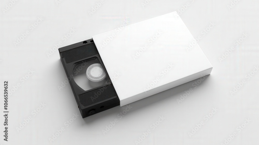 Nostalgic VHS effect mockup with blank sleeve and label space, ideal for creating retro designs.